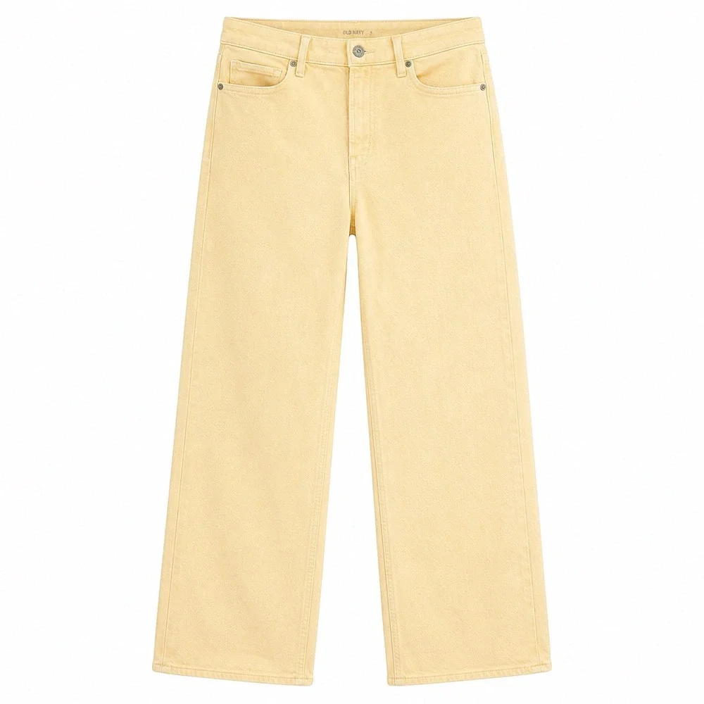 Old Navy Sky-Hi Wide-Leg Jeans Extra High-Rise Cotton Size 6 Yellow Pastel Boho